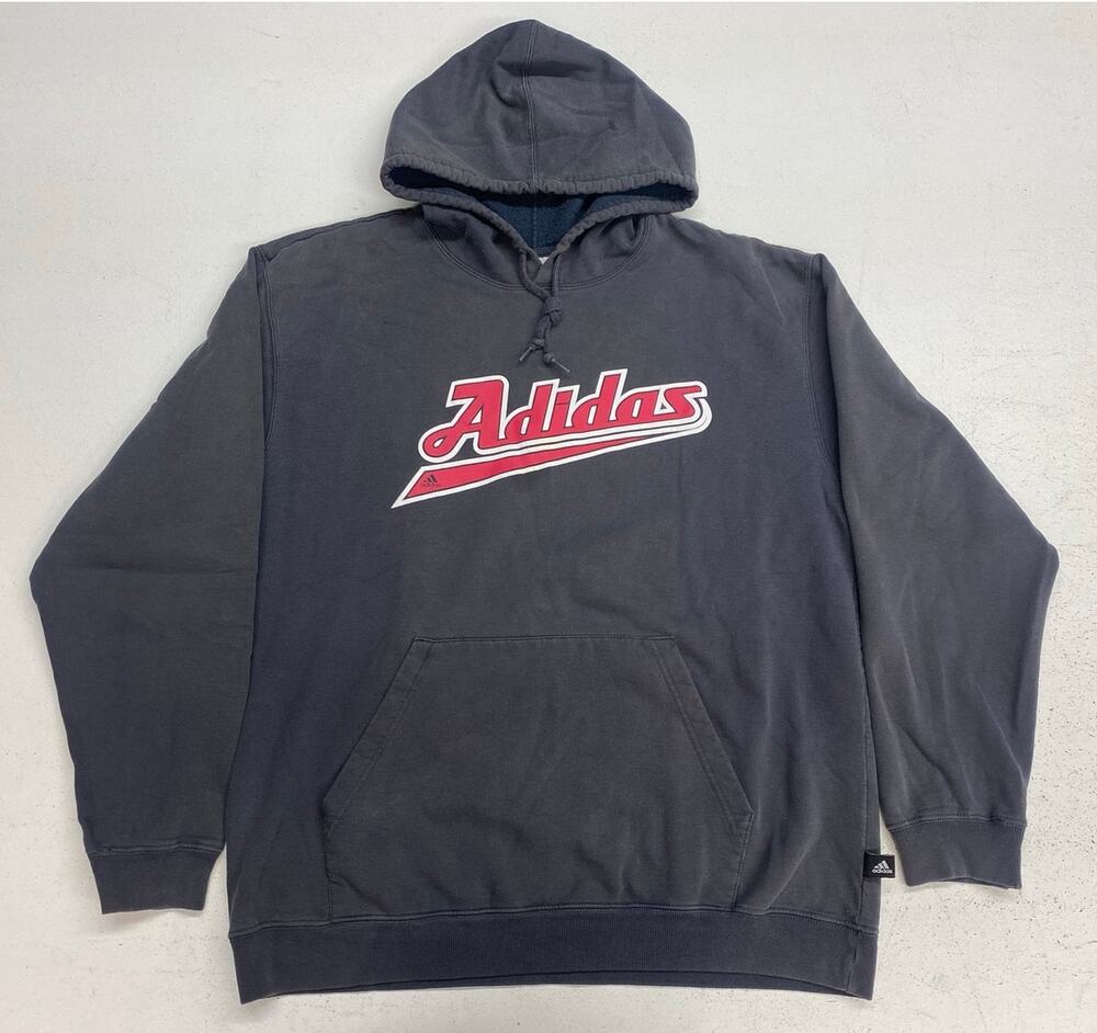 VTG Y2K 2003 Adidas spell-out stitched graphic pullover hoodie sweatshirt L